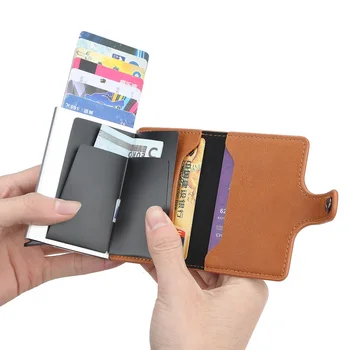 Automático novo Carteira de Liga de Alumínio Card Case Anti-Desmagnetização Anti-Roubo de RFID de Alumínio Bancária Cartão de Crédito