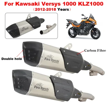 De Exaustão da motocicleta de Escape Sistema de Modificar Furo Duplo Silenciador de Meados de Ligação de Tubos Para Kawsaki Versys1000 Versys 1000 KLZ1000 2012 - 2018