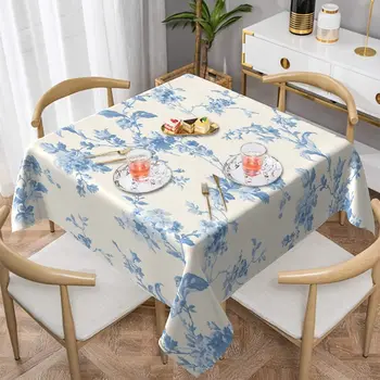 Primavera, Flor Azul do Retângulo Toalha de mesa de Festa Decorações de Poliéster Impermeável Toalha de mesa para Casamento Mesa de Jantar Decoração