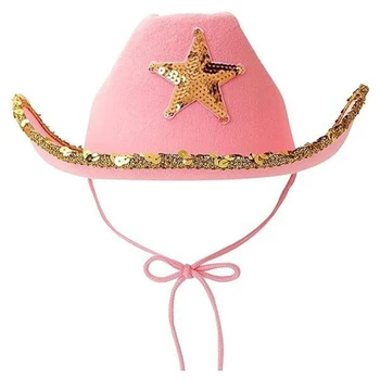 Chapéu de Cowboy Senti Texano País Chapéus de Cowboy com Cordão de Pescoço para Adultos Cowboy Cowgirl Festa Temática
