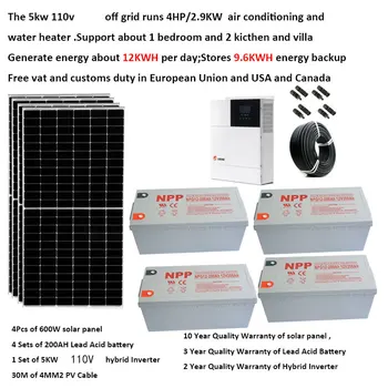 O Sistema Solar Para Casa o Kit Completo 5000W 5KW 220V 110V Painel Solar de Chumbo Ácido de Bateria de Gel de Fora da Grade, Híbrido Inversor Casa de Fazenda