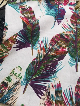 1 metro X 1,4 metro de Primavera-Verão da Camisa Material do Vestido de Penas Padrão de Roupa de Tecido de Algodão