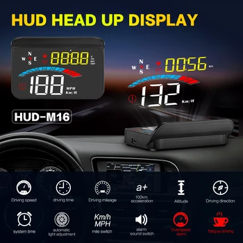 Venda quente M16 da Velocidade de GPS do Carro do HUD Head Up Display pára-brisa Velocidade Projetor Alarme da velocidade Excessiva Tensão KM/h km / H para Todos os Carros