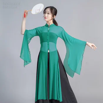 Tradicional Manga Larga Clássico Vestido Hanfu Chinês Dança De Estilo De Roupas Blusa Calça Liuxian Gaze De Dança Clássica Roupas