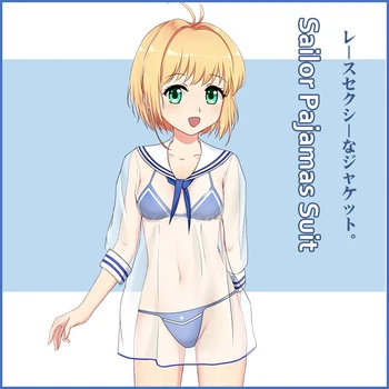 Anime Cardcaptor Sakura Kinomoto Sakura Trajes Cosplay Ver Através De Malha Marinheiro Estilo Transparente Do Pijama Lingerie Conjunto