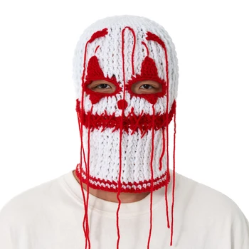 Halloween engraçado Palhaço Malha Cap Aconchegante facial Chapéu de Inverno para Festas a Fantasia Unisex Adultos