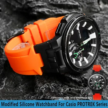 Nova Modificação de Silicone Pulseira Para Casio PROTREK Série PRW7000 PRW-7000FC PRW-7000 pulseira de Borracha relógio masculino acessórios