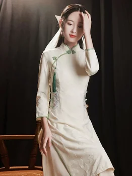 Melhorou Qipao Vestido Chinês Tradicional Vestido de 2024 Roupas femininas Outono, Primavera de Manga comprida Elegante e High-End