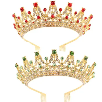 Mulheres Garota de Casamento de Cristal Tiara de Coroa de Rainha do cristal de rocha da Princesa Cabeça Pente de Acessórios de Cabelo para a Festa de Aniversário de Halloween