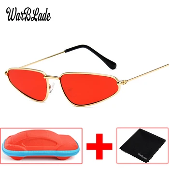 WarBLade 2018 Novas Mulheres Olho de Gato Armação de Metal Óculos de sol de Marca de Moda de Designer de Luxo Pequenas Vintage, Óculos de Sol Gafas com caixa