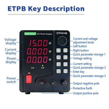 ETP1506B Fonte de Alimentação de DC de 15V 6A/90W LED Display Digital de Tensão de Corrente Ajustável de Controle Remoto Sobre a Proteção da Temperatura