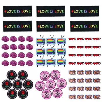 Prajna 10PCS amor É AMOR Applique LGBT Bordado Manchas Na Roupa do arco-íris Carta de Patch de Ferro Em Patches Para Roupas de Etiqueta