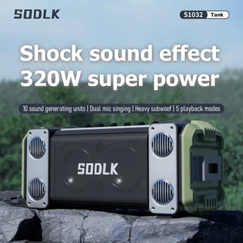 S1032 SODLK 320W BlueTooth de Alta Potência Alto Som Subwoofer Caixa de Festa sem Fio de Baixo Portátil Robusto Para o Exterior Karaoke alto-Falantes