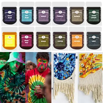 Roupa de cama em algodão Tie-Dye Pigmento em Pó Roupa Renovado Agente de Coloração 24 de Cor de Tecido de Lona Têxtil, Corante DIY Artesanal de Suprimentos