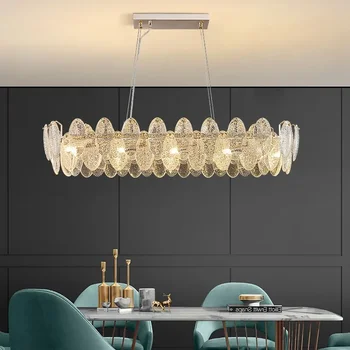 Moderno Retângulo Lustre de Cristal de Iluminação para a Sala de Jantar de Decoração de Casa de Vivenda de Luxo Luz Pendente de Ouro Hanging Lamp