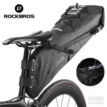 ROCKBROS Moto Saco Impermeável Reflexiva 10L de Grande Capacidade Selim de Bicicleta Dobrável Cauda Traseira MTB Estrada Tronco de Bicicleta 