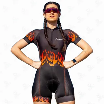 Chama Estilo Frenesi de Mulheres Triathlon de Curta Ciclismo Jersey Define Skinsuit Maillot Ropa Ciclismo Bicicleta Mujer Moto Macacão