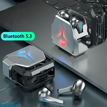 TWS Jogos de Fones de ouvido de Baixa Latência Fones de ouvido Bluetooth Estéreo sem Fio Bluetooth 5.3 Fones de ouvido de Jogos mecha de Controle de Toque Fone de ouvido