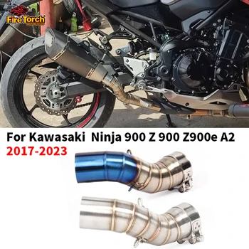 Escorregar Para A Kawasaki Z900 A2 Z900e 2017-2023 De Exaustão Da Motocicleta Silenciador De Escape De Moto Modiifed Inoxidável Meio Meados De Ligação De Tubos