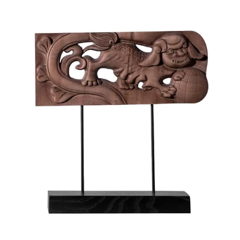 Personalizada para nova Zen Chinês leão decorações criativas de escultura em madeira de decoração para sala de estar