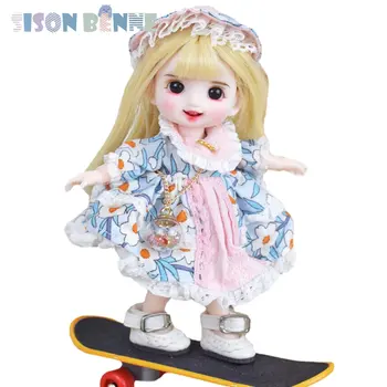 SISON BENNE Bonito 16cm de Menina Boneca Brinquedo Conjunto Completo, incluindo a Boneca e Roupas de Bonecas Maquiagem de Rosto