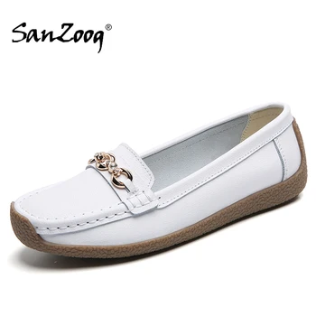 2022 A Coleção Primavera / Verão As Mulheres Casual Sapatos Flats Deslizamento Sobre O Calçado Para As Mulheres, Senhoras Coreano Branco De Estilo Mocassin Femme