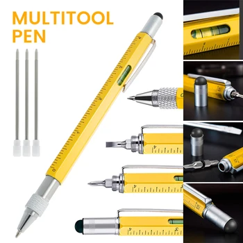 Homens multifuncional caneta esferográfica gadget 6 em 1 presente de aniversário caneta de escrita suave ferramenta caneta de Santa presente para a família e amigos