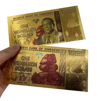 10^63 2 Desgins UM Clássico VIGINTILLION Dólares de Zimbabwe 24K de Ouro ou Prata de Notas com Luz UV para a Coleção de Presente