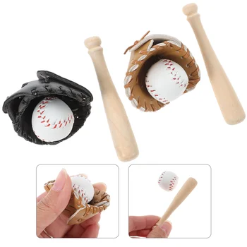 2 Conjuntos De Mini Beisebol Brinquedos De Crianças Gift Set Em Miniatura Bastão De Baseball Luva De Conjuntos De Presente As Crianças De Simulação De Beisebol Adereços Mini Bolas Esportivas