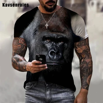 A moda Animal Gorila Macaco 3D Impresso T-Camisa Unissex Casual Streetwear T-Shirt Harajuku Tees Tops 2XS-5XL