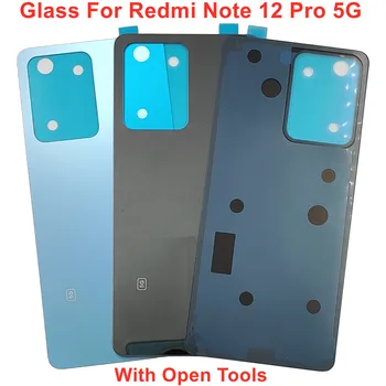 De vidro Para Xiaomi Redmi Nota 12 Pro 5G Tampa da Bateria Dura Tampa de Vidro da Porta Traseira Carcaça Painel de Caso Original + fita Adesiva