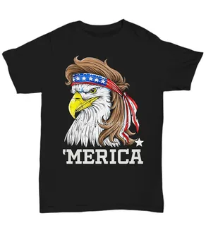 'Merica, 4 De julho de Águia Careca T-Shirt Eua Patriótica Bandeira Americana Tainha Tee Harajuku Topos Clássico da Moda T-Shirt