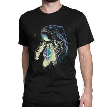 Espaço Ethereum T-Shirt Dos Homens T-Shirt De Algodão Estrelas Galaxy Sci Astronauta Astronauta Astronauta Engraçado Tees Masculinas Tshirt Tops Idéia De Presente