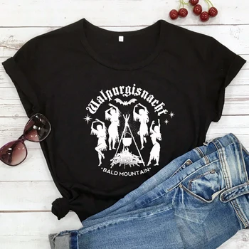 Walpurgisnacht bald mountain camiseta vintage mulheres dançando bruxas tee topo