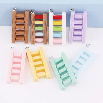 10pc Bonito arco-íris Colorido Escada Kawaii Resina Encantos Pingente para Brinco Colar Pulseira Jóias Fazendo entregas DIY Conclusões