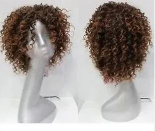 Novo de Alta Moda de Qualidade de Imagem peruca vouge moda curto mistura de Castanho encaracolado Mulher peruca de cabelo perucas para as mulheres