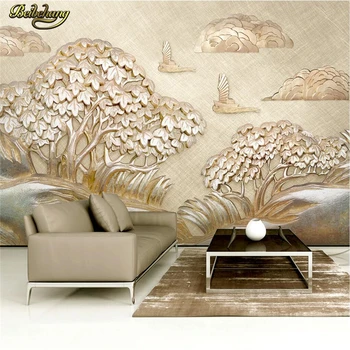 beibehang Personalizada foto de papel de parede murais de parede adesivos de parede luxo de ouro alívio veleiro árvore nuvem TV 3d de parede papel de parede