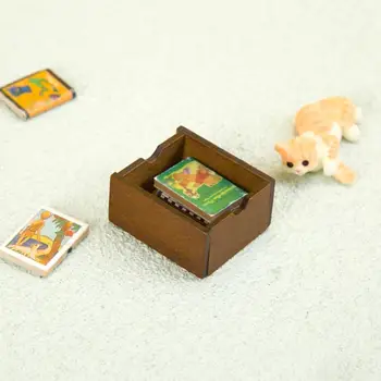Miniatura de Item Decorativo em Miniatura de Madeira Cesta do Armazenamento de Modelo para a Casa de bonecas Decoração Crianças Jogar Brinquedo Simulação de Móveis