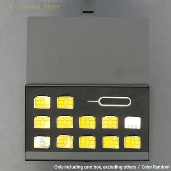 12-Slots-NANO+1-Slot de Cartão de Pinos de Alumínio Portátil SIM Micro Pin do Cartão SIM Nano Cartão de Memória de Armazenamento de Caixa de Caso Protetor de Titular
