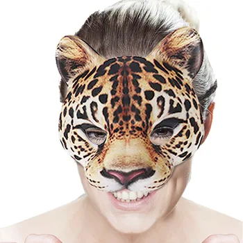 Halloween 3D Cheetah o Papel que joga a Máscara de Animal Metade do Rosto de Máscara de Festa de Carnaval de Maquiagem Adultos Desempenho Adereços