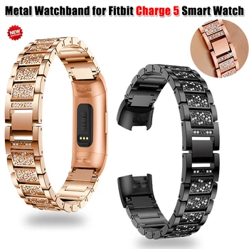 Correa Inoxidável, Pulseira de Metal para Fitbit Carregar 5 Smart Watch Substituição Para Carregar 5 Banda de Metal Correia