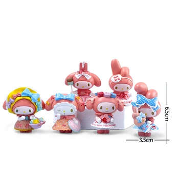 6 Estilos Sanrio do Tea Party, a Figura da Série cor-de-Rosa a Minha Melodia Brinquedos Colecionáveis Modelo de Bonecas para Crianças, Bolo de Aniversário, Decorações Presentes