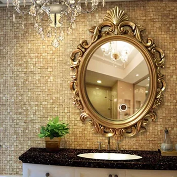 Parede De Espelhos Para Casa De Banho De Ouro Vintage Indrustrial Luz De Fundo Espelhos Para Casa De Banho Vintage Vaidade Espejo Aumento Acessórios Para O Lar