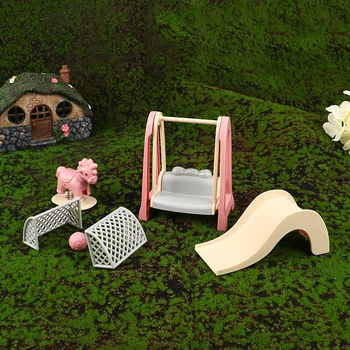 1Set Casa de bonecas Móveis em Miniatura de Slides do Campo de Futebol de Swing Decoração Brinquedos Acessórios de DIY