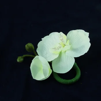 Frete grátis Duplo Orquídea, Flor de Guardanapo Anel de Casamento, Decoração de cores diferentes,Barato 6Pcs