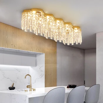 Comprimento de Onda de Borda Remoto pode ser escurecido LED Luzes do Teto para a Sala de Jantar de Decoração de Ouro Lâmpadas do Teto de Casa Moderna Decoração de Cristal de Luxo
