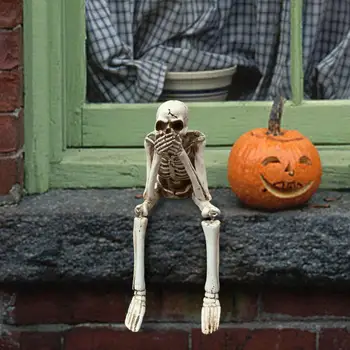 Halloween Esqueleto Humano Falso Humanos Ossos Do Crânio Festa De Halloween Home Bar Decorações De Casa Mal-Assombrada Horror Adereços Ornamento