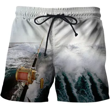 2024 Homens Shorts Ocasionais de Pescador Desgaste Exterior Calções de Praia de Secagem Rápida Respirável Tendência de Shorts Plus Size Vestuário masculino de Verão