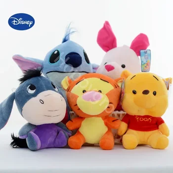12cm Disney Winnie Brinquedos de Pelúcia Chaveiro Urso Pooh, Mickey Mouse Lilo&Stitch Boneca de Pelúcia Macio Recheado de desenhos animados Pingente de Presente