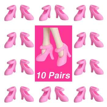 NK 10 Pares de Sapatos Botas de Moda Festa Modernas Sandálias de salto alto Sapatos de cor-de-Rosa para a Boneca Barbie Acessórios de Vestir-se Brinquedos